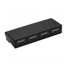 HUB 4 PUERTOS USB 2 0 WINDOWS Y MAC  ALIMENTACION USB  NEGRO