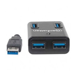 HUB USB 4 PUERTOS VELOCIDAD 3 0 CON FUENTE COLOR NEGRO