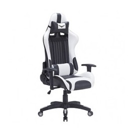 SILLA GAMER MARINE NACEB NEGRO BLANCO INCLINABLE SOPORTE LUMBAR