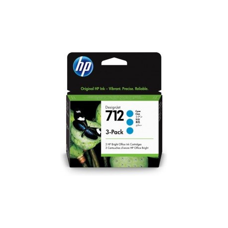 HP 712 CYAN 29ML 3-PACK TINTA AMPLIO FORMATO 3ED77A