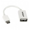 CABLE ADAPTADOR MICROUSB A USB OTG BLANCO 12CM MACHO A HEMBRA