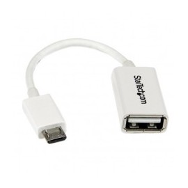 CABLE ADAPTADOR MICROUSB A USB OTG BLANCO 12CM MACHO A HEMBRA