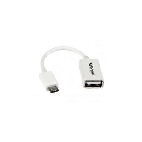 CABLE ADAPTADOR MICROUSB A USB OTG BLANCO 12CM MACHO A HEMBRA