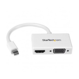 ADAPTADOR CONVERTIDOR MINI DISPLAYPORT A HDMI O VGA BLANCO